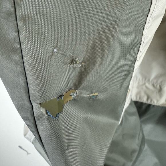 Columbia Sage Green Tan Lightweight Hooded Full Zip Packable Windbreaker Size M - Picture 11 of 13